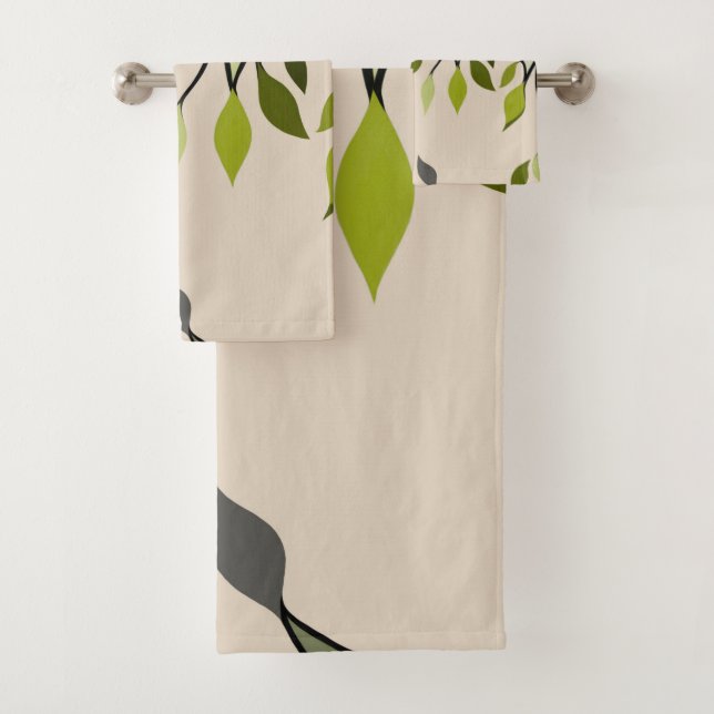 Ziermuster, Blätter, Linien, modern, einfach Badhandtuch Set (Insitu)