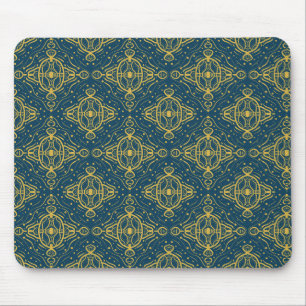 Ziermuster Gold in blau Mousepad