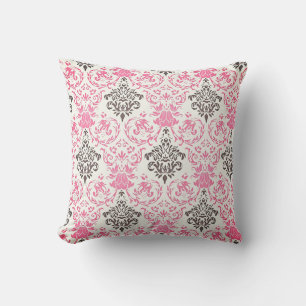 Ziermuster Schwarz-Rosa Kissen