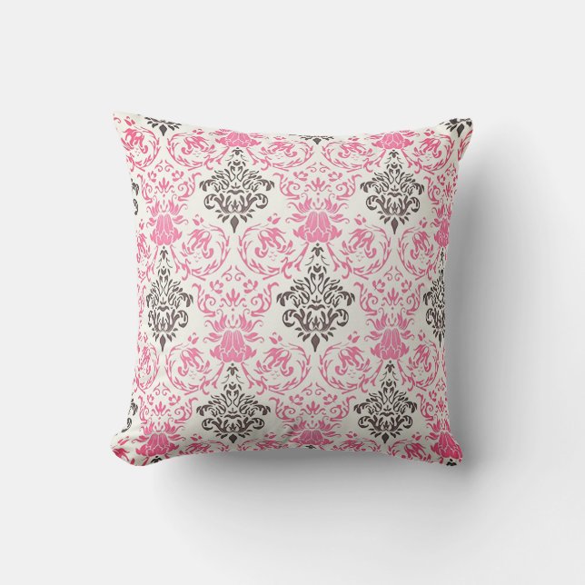 Ziermuster Schwarz-Rosa Kissen (Vorderseite)