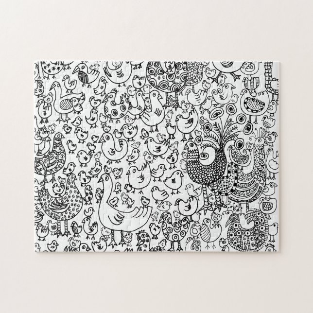 Ziermuster Schwarz-Weiß-Vögel (Horizontal)