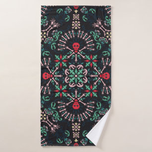 Zierpaisley, Schädel und Knochen Bandana Print,fa Badehandtuch