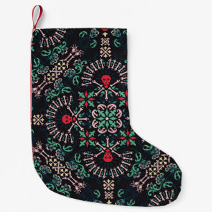 Zierpaisley, Schädel und Knochen Bandana Print,fa Kleiner Weihnachtsstrumpf