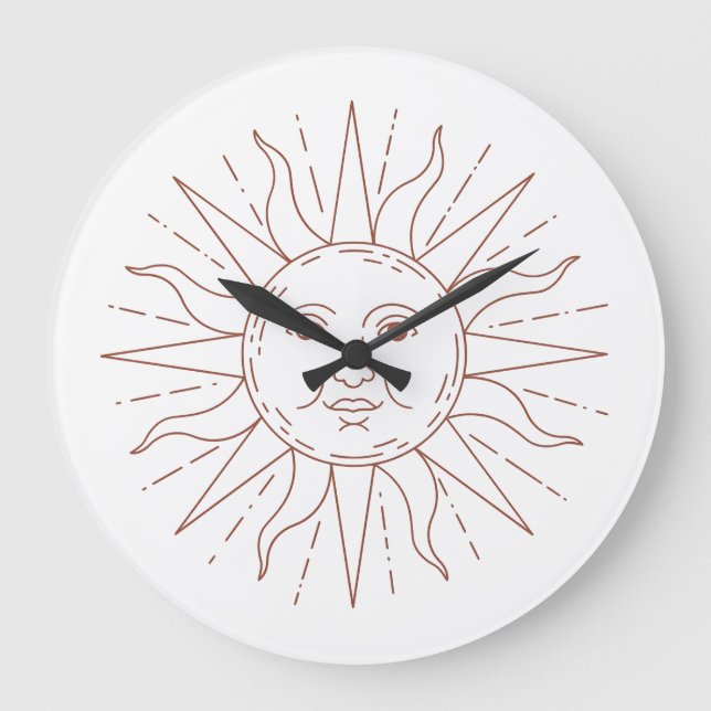 Zifferblatt Wanduhr mit himmlischem Sonnengesicht  (Vorderseite)