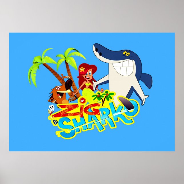 Zig und Hai Cartoon exotische Party Poster (Vorne)