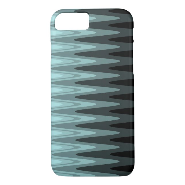 Zig Zag Black Aquamarin Gray Pattern Case-Mate iPhone Hülle (Rückseite)