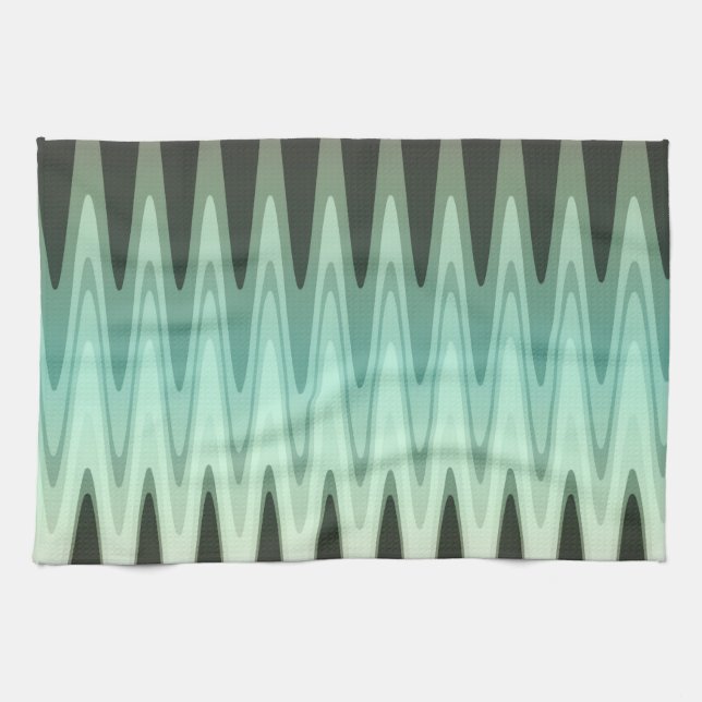 Zig Zag Black Aquamarin Gray Pattern Handtuch (Horizontal)