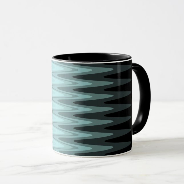 Zig Zag Black Aquamarin Gray Pattern Tasse (VorderseiteRechts)