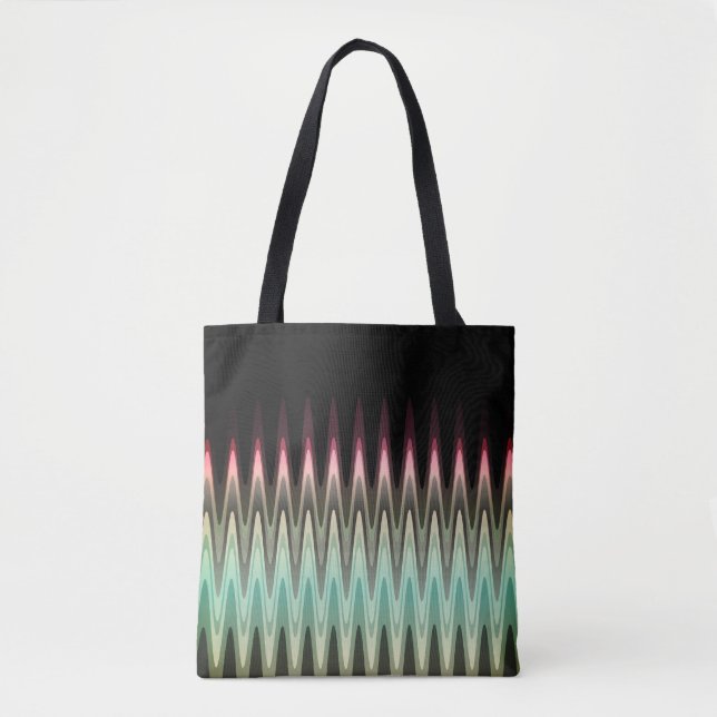 Zig Zag Black Red Aquamarin Gray Pattern Tasche (Vorderseite)