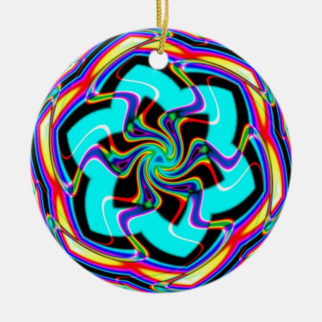 Zig Zag Hexagon Snowfllake Keramik Ornament (Vorne)
