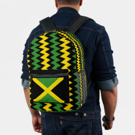 Zig Zag Jamaikanisches Flaggendesign Bedruckter Rucksack