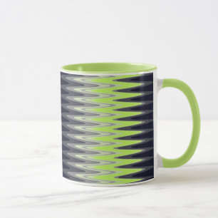 Zig Zag Lime Green Schwarz-weiß Grau Muster Tasse