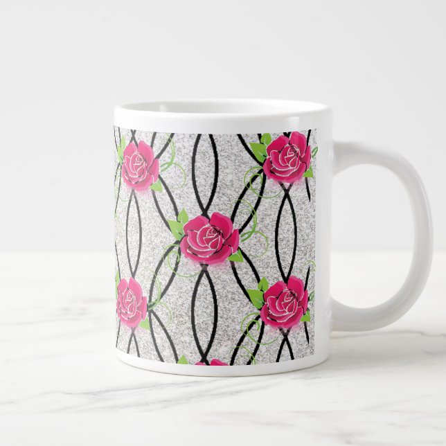 Zig Zag Muster, Blume Jumbo-Tasse (Rechts)