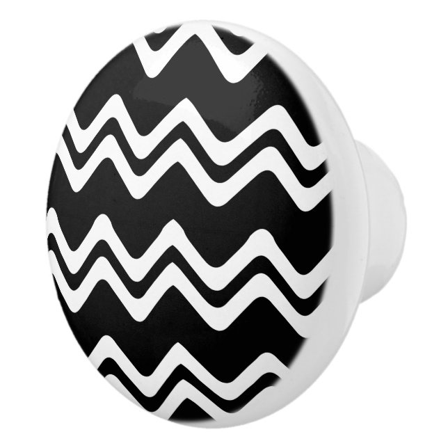 Zig Zag Muster mit zwei farbigen Linien Keramikknauf (Rechts)