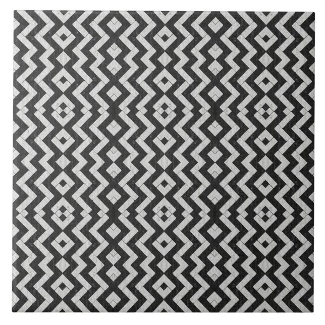 Zig-Zag Paver aus Weiß und Schwarz-Stein Fliese (Vorderseite)