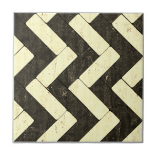 Zig-Zag Paver aus Weiß und Schwarz-Stein Fliese