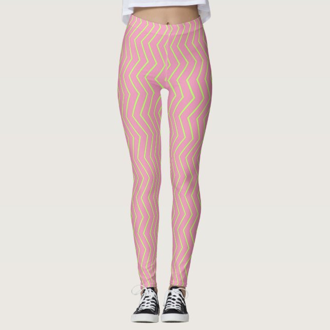 Zig Zag Pink Liebe Leggings (Vorderseite)
