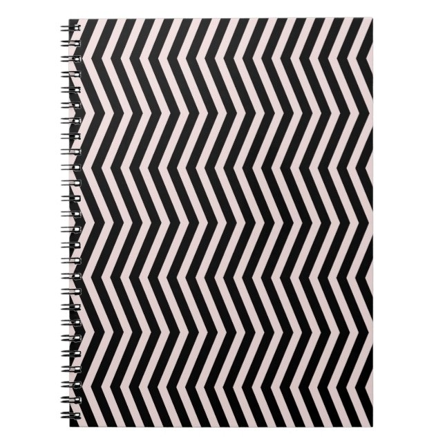 Zig Zag Pink und Schwarz Geometrisches Muster Notizblock (Vorderseite)