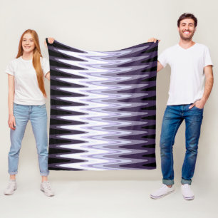Zig Zag Schwarz-weiß Grau Dunkel Lila Beige Muster Fleecedecke