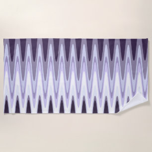 Zig Zag Schwarz-weiß Grau Dunkel Lila Beige Muster Strandtuch