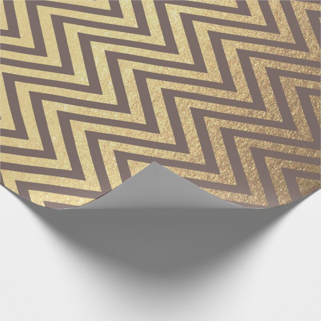 Zig Zag Streifen Braune Goldschokolade Zickzack Li Geschenkpapier (Ecke)