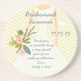 Zig Zag Wedding Gown Bridesmaid Keepake Geschenk Untersetzer