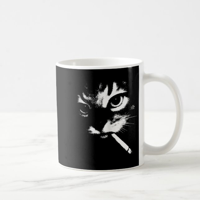 Zigarette Kitten Funny Smoking Cat Meme Gangster C Kaffeetasse (Rechts)
