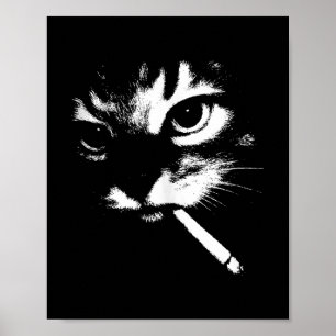 Zigarette Kitten Funny Smoking Cat Meme Gangster C Poster