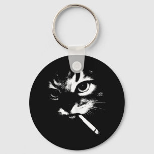 Zigarette Kitten Funny Smoking Cat Meme Gangster C Schlüsselanhänger