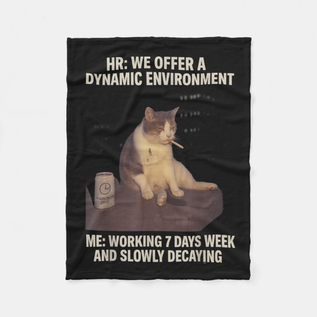 Zigarettenkitte Sonnenrauchkatze Meme Work-Life Fleecedecke (Vorderseite)