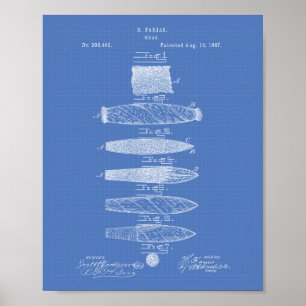 Zigarre 1887 Patent Kunst Blaupause Poster