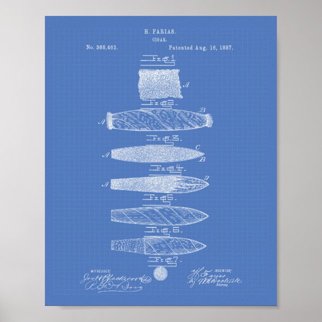 Zigarre 1887 Patent Kunst Blaupause Poster (Vorne)