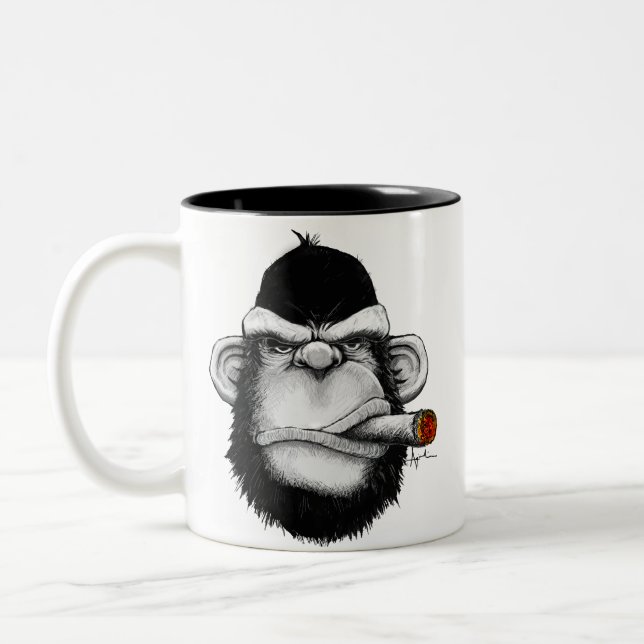 Zigarren-Affe Zweifarbige Tasse (Links)
