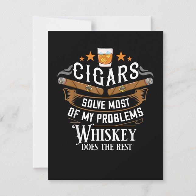 Zigarren lösen die meisten meiner Probleme Whiskey Dankeskarte (Vorderseite)
