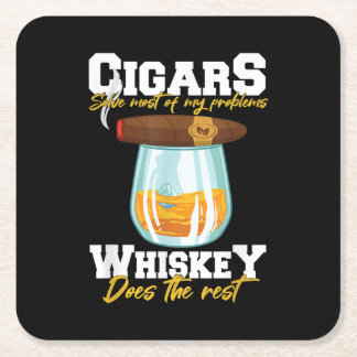 Zigarren lösen die meisten meiner Probleme Whiskey Rechteckiger Pappuntersetzer