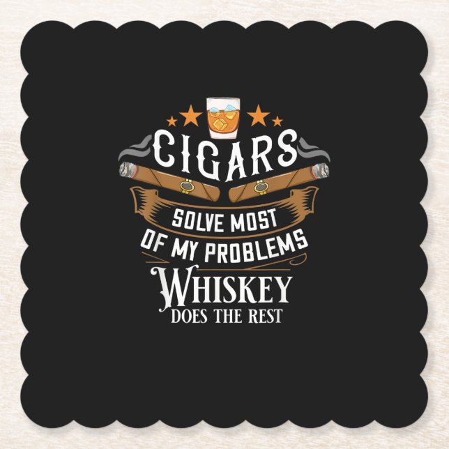 Zigarren lösen die meisten meiner Probleme Whiskey Untersetzer (Vorderseite)