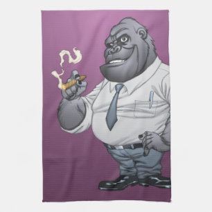 Zigarren-rauchender Geschäftsmann-Chef-Gorilla Geschirrtuch
