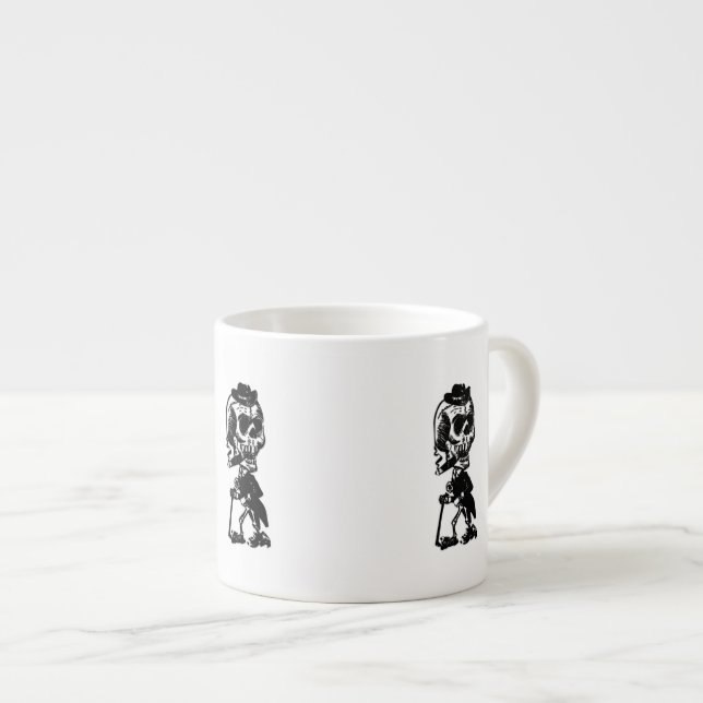 Zigarren-rauchendes Skelett Espressotasse (Vorderseite Rechts)