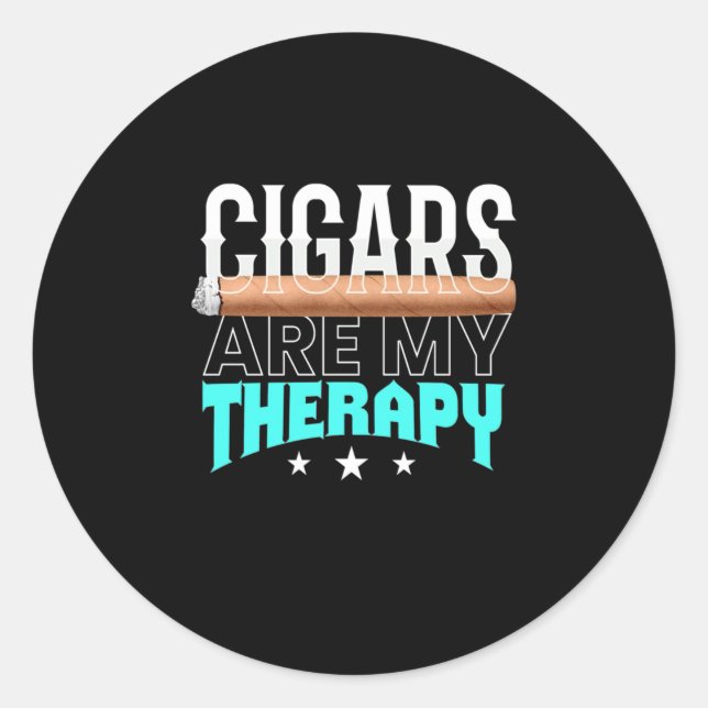 Zigarren sind meine Therapie Runder Aufkleber (Vorderseite)