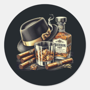 Zigarren und Bourbon Classic Round Sticker