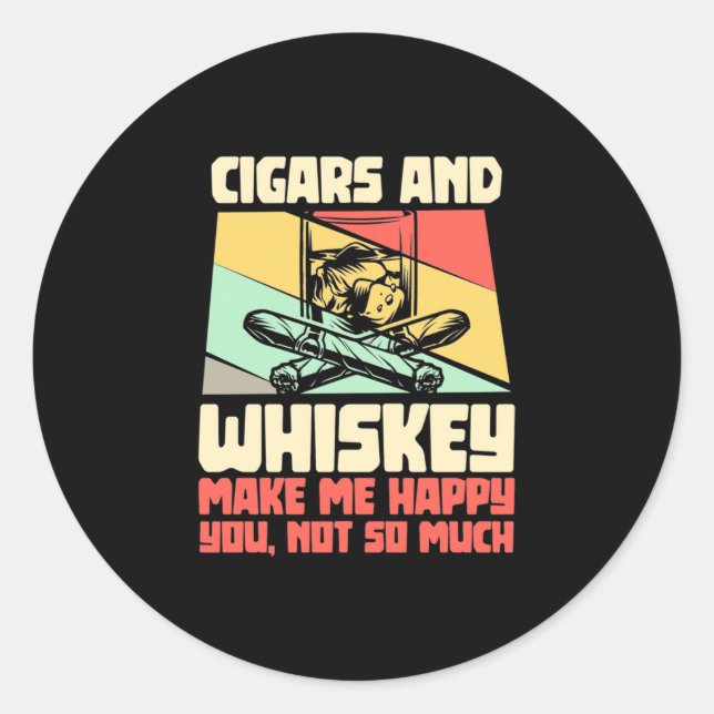 Zigarren und Whiskey Runder Aufkleber (Vorderseite)