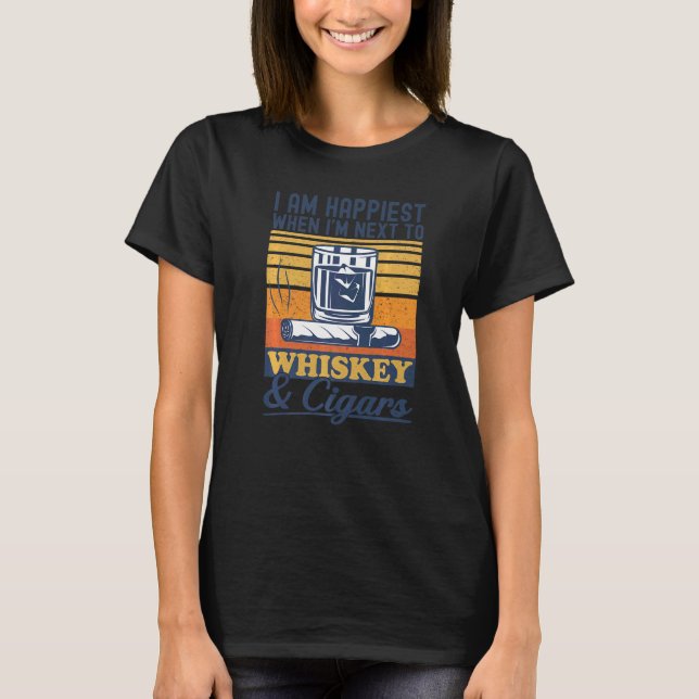 Zigarren und Whiskey Tabak Rauchen Alkohol trinken T-Shirt (Vorderseite)