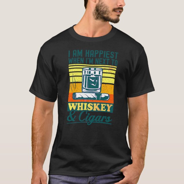 Zigarren und Whiskey Tabak Rauchen Alkohol trinken T-Shirt (Vorderseite)