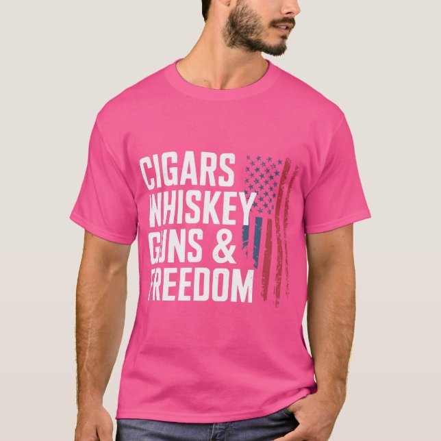 Zigarren Whiskey-Waffen und Freiheit beim Shirt Zi (Vorderseite)