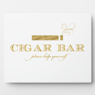 Zigarrenbar-Schild-Tischeasel - Weiß und Gold Fotoplatte