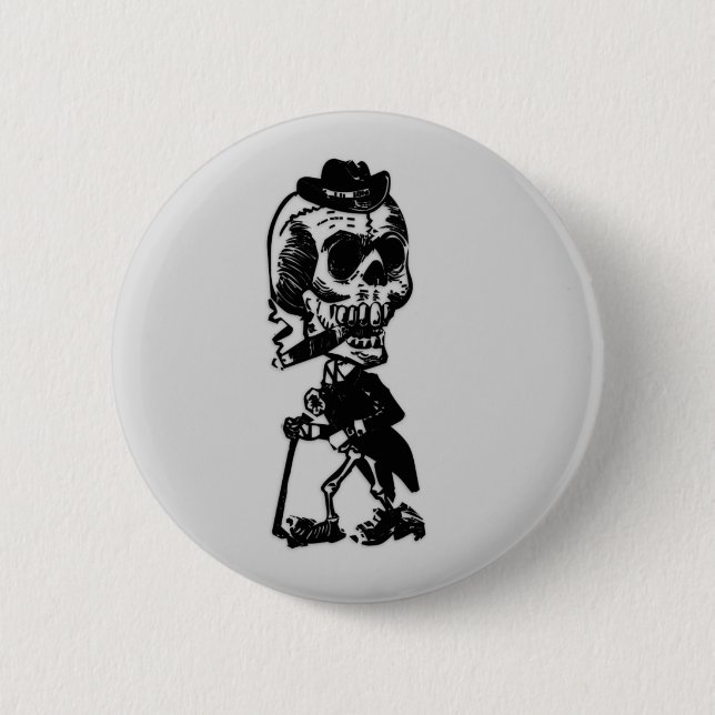 Zigarrenrauchskelett Button (Vorderseite)