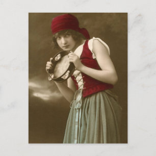 Zigeuner-Vintage-Mädchen Postkarte