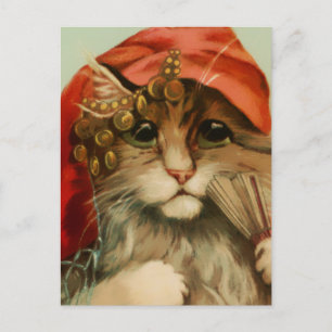 Zigeunerkatze mit Fächer und Schal von Maurice Bou Postkarte