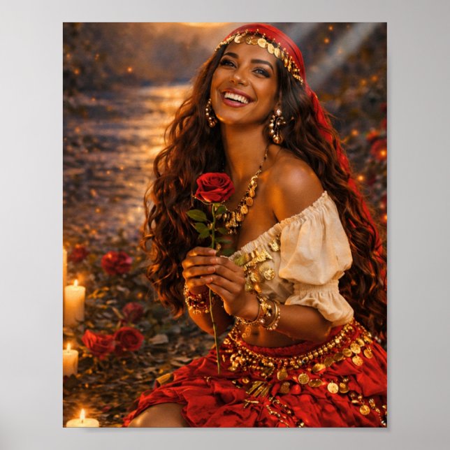 Zigeunerkunst || roter Gitana-Plakat 🌹 Poster (Vorne)