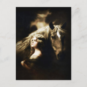 Zigeunermädchen mit Pferd Vintage Antike Postkarte